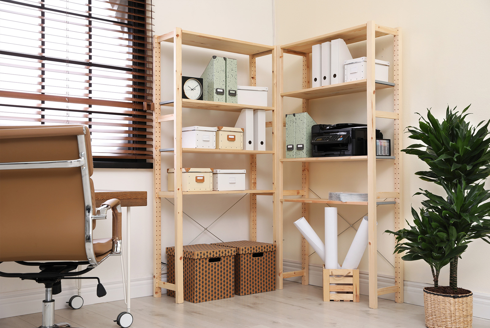 Home office wall shelving