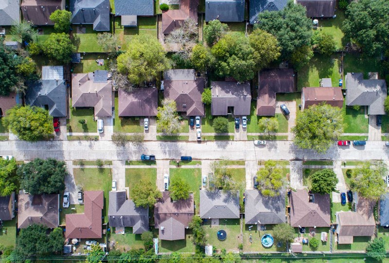Aerial photo of a neighborhood